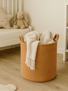 NWT Woven Ribbed Storage Basket - Tan